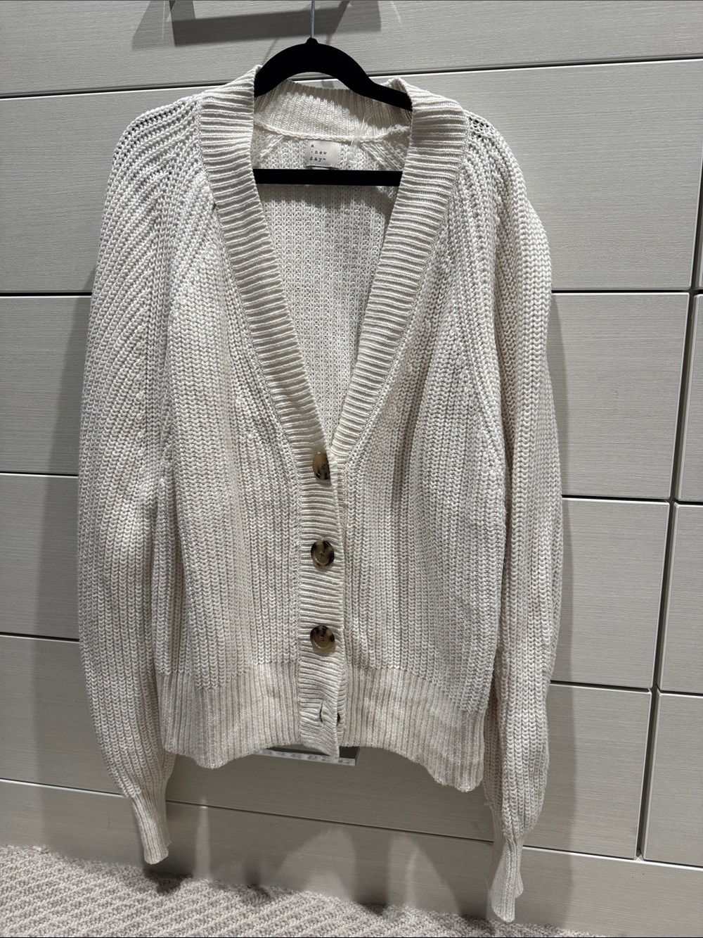 Target Cream Ribbed Shawl Collar Button Cardigan